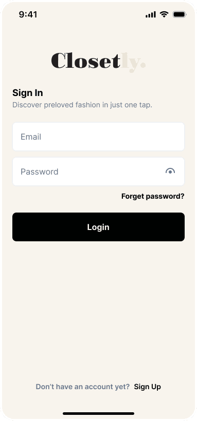 Closetly — Sign in